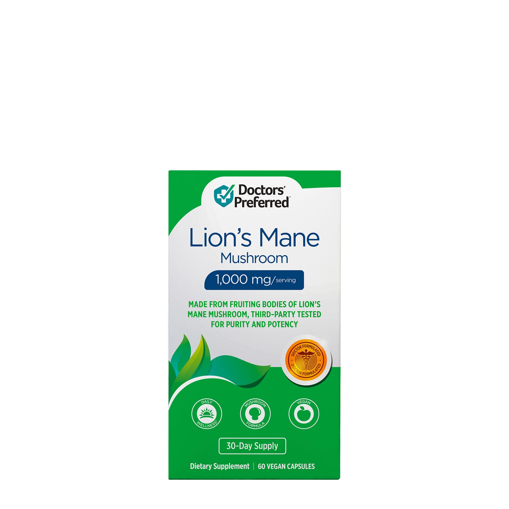 Lion's Mane Mushroom 1000mg - 60 Vegan Capsules (30 Servings)  | GNC